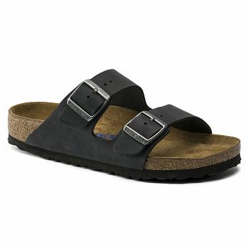Dámské Arizona Birkenstock Soft Footbed Oiled Læder Černé | CZ 69CTV